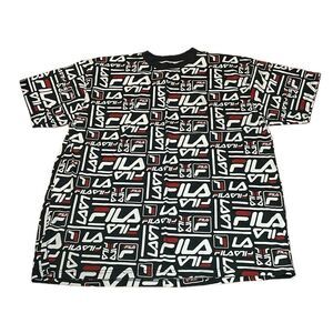 Fila all over Logo T-Shirt, black Tee, 2XL